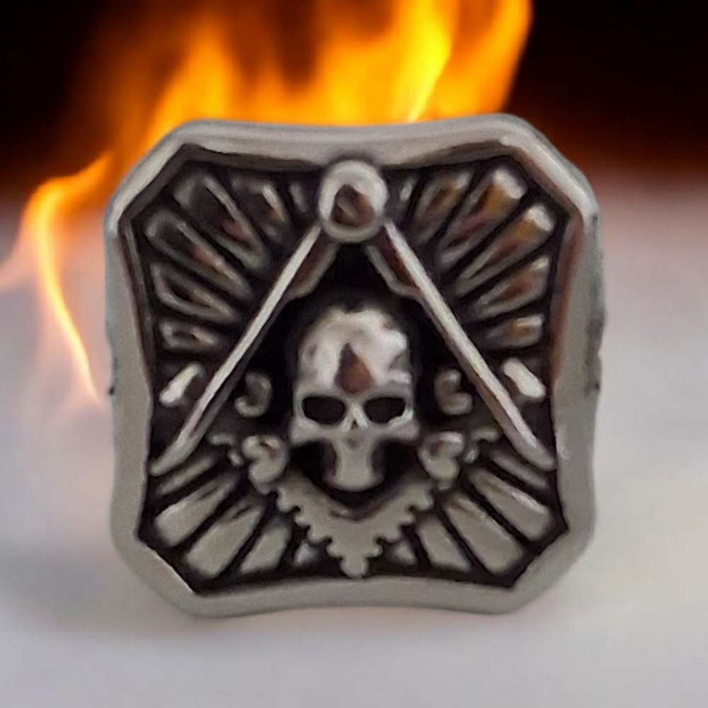 MEN'S SKULL BIKER RING STAINLESS STEEL SIZE 11